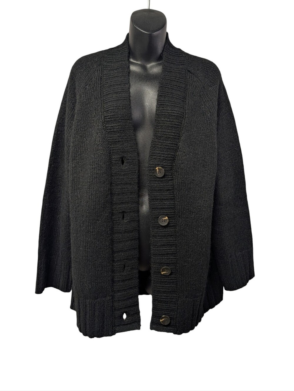 Scoop Women's M Black V-Neck Button Knit Cardigan Sweater NWT